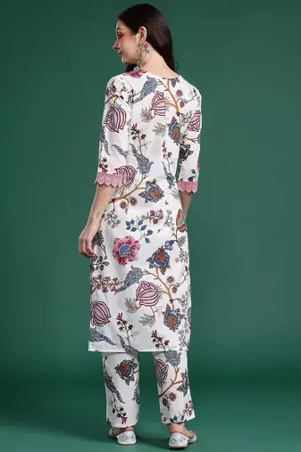 Floral Printed Regular Pure Cotton Kurta with Trousers