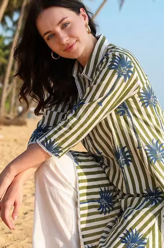 Women Floral Printed Empire Pure Cotton Kurta with Palazzos & With Dupatta