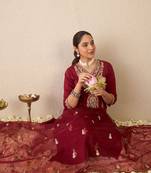Women Ethnic Motifs Embroidered Regular Gotta Patti Kurta Trousers With Dupatta