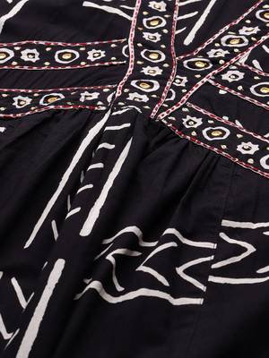 Geometric Printed Empire Thread Work Pure Cotton Kurta with Trousers & Dupatta 8