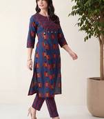 Women Printed Regular Pure Cotton Kurta with Trousers