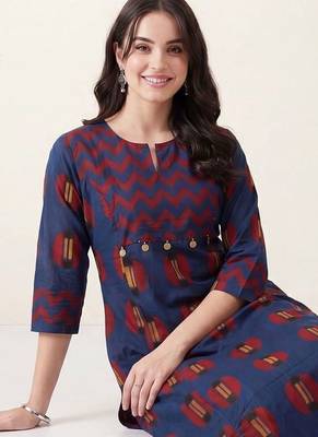 Women Printed Regular Pure Cotton Kurta with Trousers 5