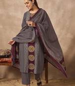 Women Ethnic Motifs Printed Regular Sequinned Pure Cotton Kurta with Trousers & With Dupatta