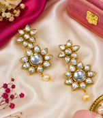 Premium Pearl Floral Kundan Earrings 