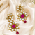 Premium ruby floral kundan earrings