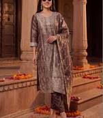 Women Ethnic Motifs Regular Kurta with Trousers & With Dupatta