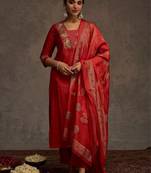 Women Ethnic Motifs Embroidered Regular Thread Work Kurta with Trousers & With Dupatta