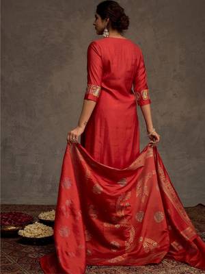 Women Ethnic Motifs Embroidered Regular Thread Work Kurta with Trousers & With Dupatta 5
