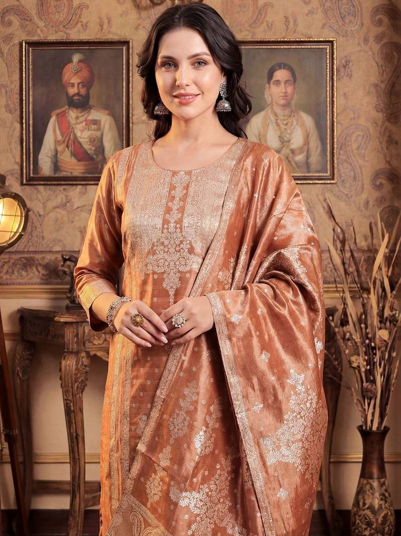 Women Ethnic Motifs Regular Kurta with Trousers & With Dupatta