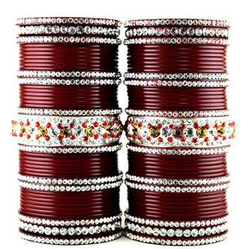 acrylic plastic suhag panjubi chura maroon colour  size-2.4,2.6,2.8,2.10 1