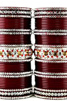 acrylic plastic suhag panjubi chura maroon colour  size-2.4,2.6,2.8,2.10