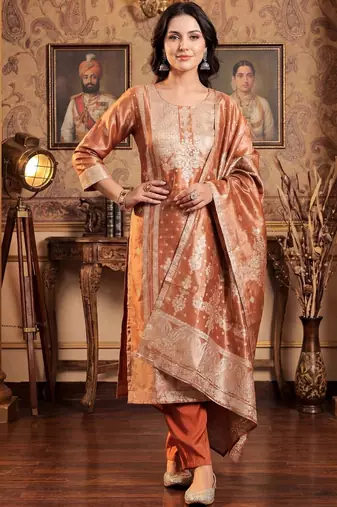 Women Ethnic Motifs Regular Kurta with Trousers & With Dupatta