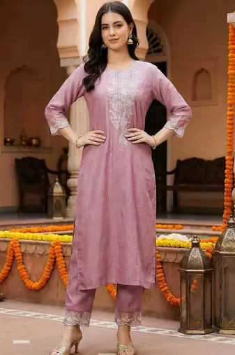 Women Ethnic Motifs Embroidered Regular Thread Work Kurta with Trousers & With Dupatta