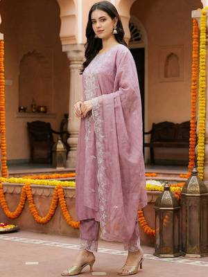 Women Ethnic Motifs Embroidered Regular Thread Work Kurta with Trousers & With Dupatta 6