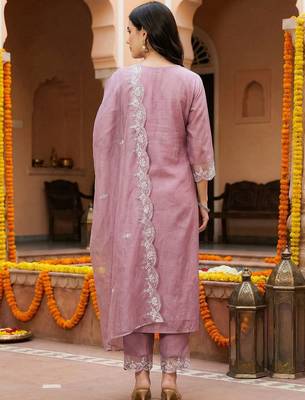 Women Ethnic Motifs Embroidered Regular Thread Work Kurta with Trousers & With Dupatta 7