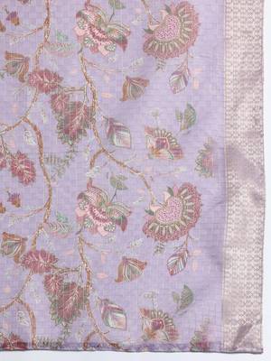 Floral Embroidered Thread Work Kurta with Trousers & With Dupatta 4