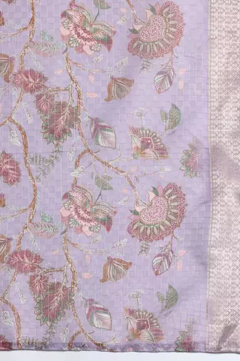 Floral Embroidered Thread Work Kurta with Trousers & With Dupatta