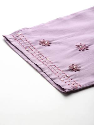 Floral Embroidered Thread Work Kurta with Trousers & With Dupatta 8