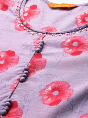 Floral Printed Regular Pure Cotton Kurta with Trousers & Dupatta 2