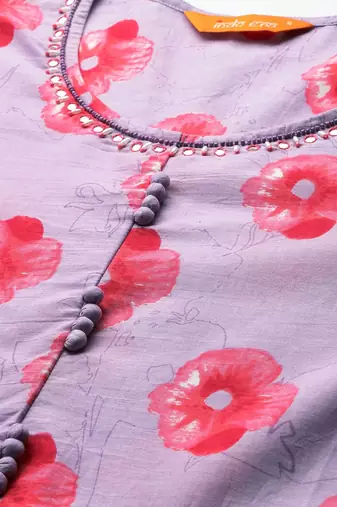 Floral Printed Regular Pure Cotton Kurta with Trousers & Dupatta