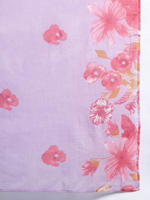 Floral Printed Regular Pure Cotton Kurta with Trousers & Dupatta 4