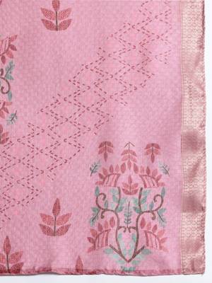 Floral Embroidered Thread Work Kurta with Trousers & With Dupatta 4