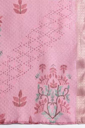 Floral Embroidered Thread Work Kurta with Trousers & With Dupatta