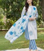 Women Floral Printed Regular Mirror Work Pure Cotton Kurta with Trousers & With Dupatta