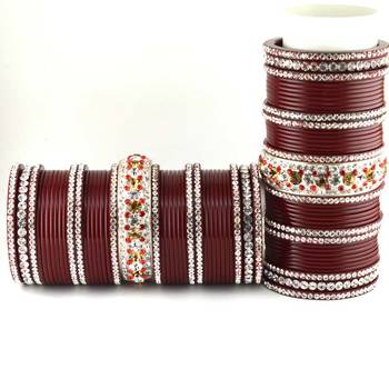 acrylic plastic suhag panjubi chura maroon colour  size-2.4,2.6,2.8,2.10 2