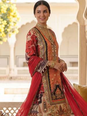 Women Ethnic Motifs Printed Regular Mirror Work Kurta with Palazzos & With Dupatta 3