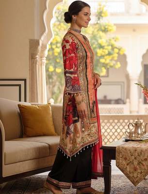 Women Ethnic Motifs Printed Regular Mirror Work Kurta with Palazzos & With Dupatta 4