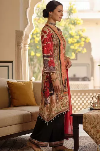 Women Ethnic Motifs Printed Regular Mirror Work Kurta with Palazzos & With Dupatta