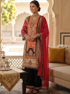 Women Ethnic Motifs Printed Regular Mirror Work Kurta with Palazzos & With Dupatta 5