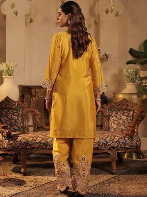 Women Paisley Embroidered Kurta with Palazzos & Dupatta 4