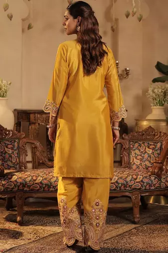 Women Paisley Embroidered Kurta with Palazzos & Dupatta