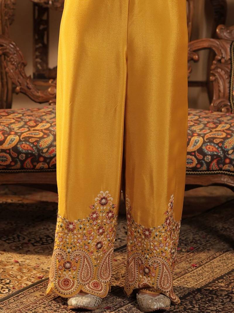 Women Paisley Embroidered Kurta with Palazzos & Dupatta