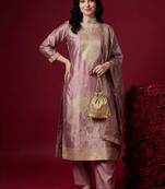 Women Ethnic Motifs Regular Kurta with Trousers & With Dupatta