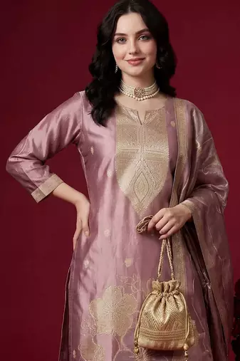 Women Ethnic Motifs Regular Kurta with Trousers & With Dupatta