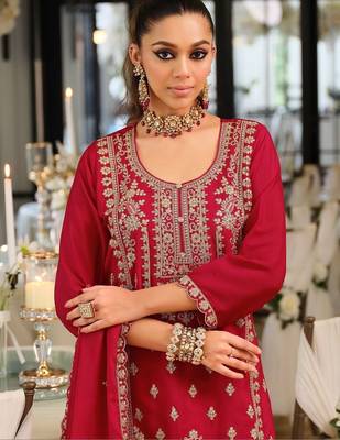 Women Ethnic Motifs Embroidered Regular Thread Work Kurta with Sharara & With Dupatta 2