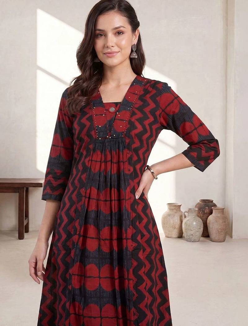 Women Printed Regular Pure Cotton Kurta with Trousers
