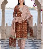 Women Ethnic Motifs Printed Regular Pure Cotton Kurta with Trousers & With Dupatta