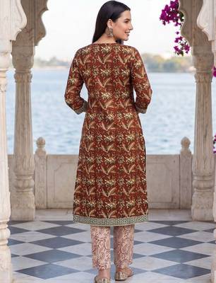 Women Ethnic Motifs Printed Regular Pure Cotton Kurta with Trousers & With Dupatta 4