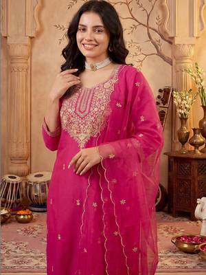 Women Ethnic Motifs Embroidered Regular Kurta with Trousers & With Dupatta 2