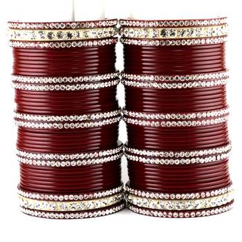 acrylic plastic suhag panjubi chura maroon colour  size-2.4,2.6,2.8,2.10 1