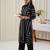 Geometric Printed Shirt Collar Straight Kurta With Trousers
