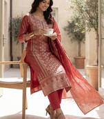 Women Regular Kurta with Trousers & With Dupatta