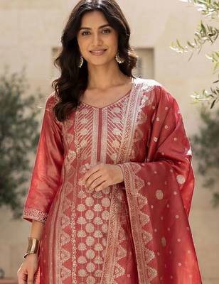 Women Regular Kurta with Trousers & With Dupatta 3