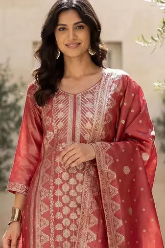 Women Regular Kurta with Trousers & With Dupatta