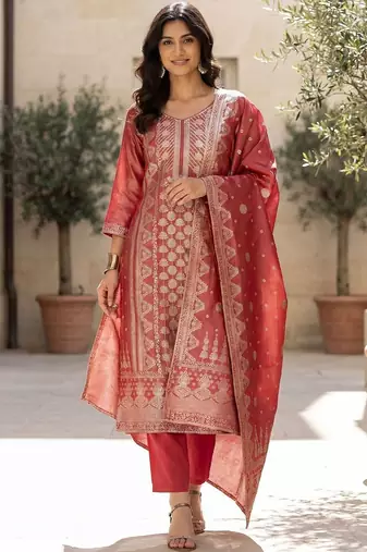 Women Regular Kurta with Trousers & With Dupatta