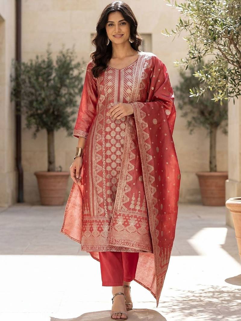 Women Regular Kurta with Trousers & With Dupatta